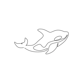 Big Orca "One Line Big Orca Drawing: Capturing Oceanic Strength with Minimalist Art"