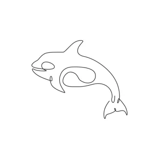 "One Line Big Orca Illustration: Expressing Presence and Motion with Minimalist Techniques"