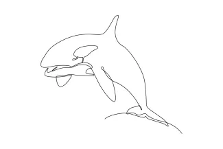 Orca One Line Drawing: Explore Marine Wildlife with a Simple Sketch