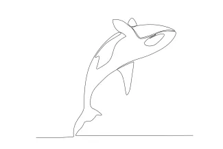Killer Whale One Line Drawing: Strong Ocean Predator in Simple Form