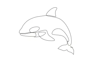 Whale Killer Orca "One Line Wild Whale Illustration: Expressing Fluid Motion with Minimalist Techniques"