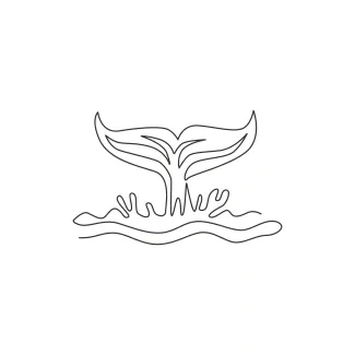 Giant Tail Whale Whale Tail One Line Drawing: Explore Ocean Life with Simple Drawing