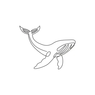 Giant Whale Simple Giant Whale One Line Drawing: Easy Practice for Animal Fans