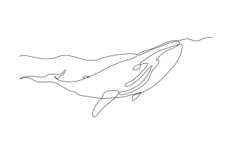 Whale Whale One Line Drawing: Calm Ocean Giant for Relaxed Art Practice