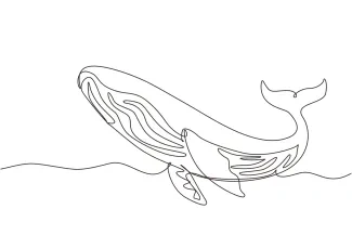 Wild Whale Swimming "Minimalist Wild Whale Illustration: Depicting Ocean Majesty in One Line Art"
