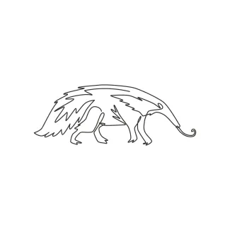 Big Anteater "Minimalist Big Anteater Drawing: A One Line Study of Wildlife Uniqueness"
