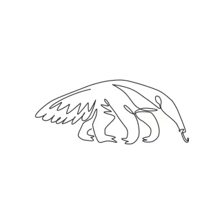 Giant Anteater "One Line Giant Anteater Sketch: A Minimalist Approach to Recognizable Wildlife Forms"