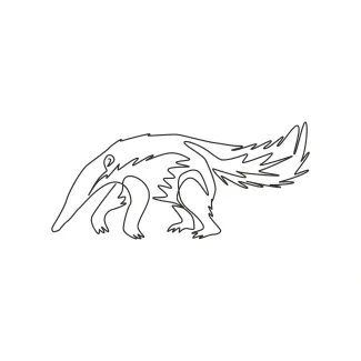 Large Anteater "Minimalist Large Anteater Sketch: A One Line Study of Poised and Unique Wildlife Figures"