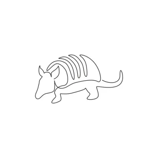 Exotic Armadillo "One Line Exotic Armadillo Sketch: A Minimalist Approach to Unique Wildlife Figures"