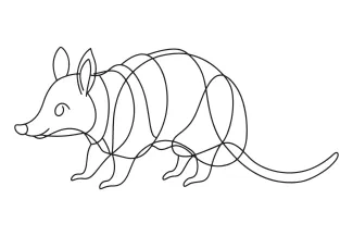 Armadillo "Minimalist Armadillo Illustration: A One Line Study of Wildlife Adaptation and Protection"