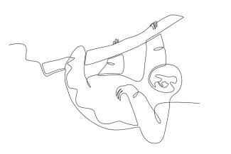 Sloth Simple One Line Sloth Drawing for Easy Animal Sketching Practice
