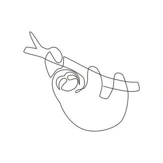 Lazy Sloth Lazy Sloth One Line Drawing: Learn Animal Shapes with Relaxed Jungle Friends