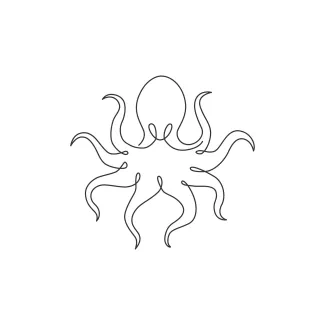 Mysterious octopus One-Line Drawing of a Mysterious Octopus: Artistic Expression in Simple Lines