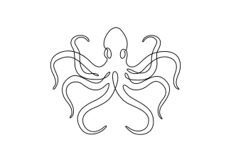 One-Line Octopus Drawing for Fun Shape Arrangement and Observation