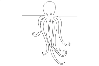 Octopus One-Line Octopus Drawing to Study Symmetry and Multi-Arm Arrangement