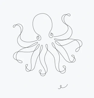 One-Line Octopus Drawing for Tentacle Spacing and Design Awareness