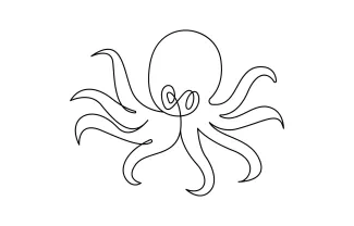 One-Line Octopus Drawing to Practice Layout and Tentacle Organization