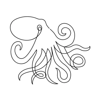 Octopus One-Line Octopus Drawing for Exploring Sea Creatures with Simple Shapes
