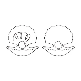 One-Line Oyster with Pearls Drawing to Practice Layered Round Shapes