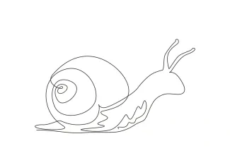 Garden snail crawling Draw a Garden Snail in One Line: Fun Nature Art for All Ages