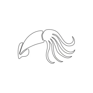 Beauty squid One-Line Beauty Squid Drawing: Simplify Detailed Tentacles in Minimalist Sea Art
