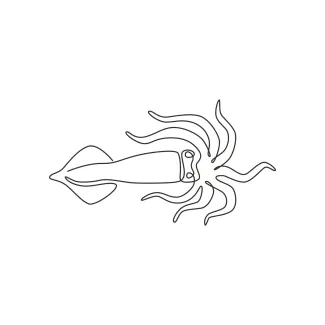 Cute squid Draw a Cute Squid in One Line: Fun Marine Practice for Kids and Beginners