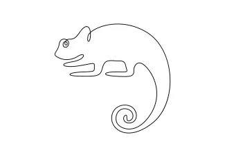 Draw a Chameleon in One Line: Beginner-Friendly Reptile Sketching