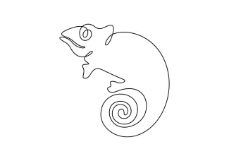 Chameleon One Line Chameleon Drawing: Great for Exploring Animal Shapes
