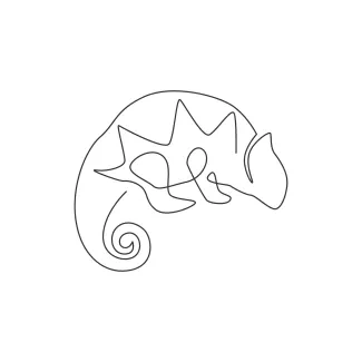 Exotic chameleon with spiral tail Draw a Spiral-Tailed Chameleon in One Line – Great for Reptile Practice
