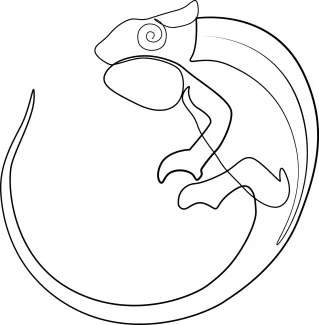One Line Chameleon Drawing: Master Reptile Form with Easy One Line Repetition