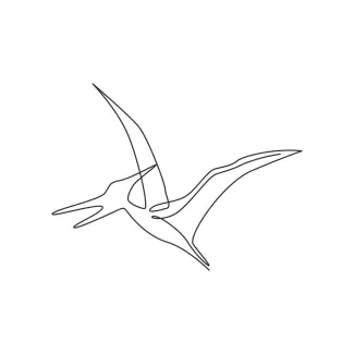 Aggressive flying Pterodactyl One Line Drawing of a Pterodactyl in Flight for Dynamic Practice
