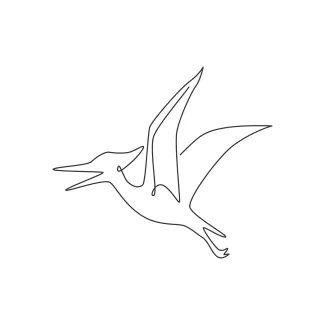 Aggressive Pterodactyl One Line Pterodactyl Drawing for Capturing Fierce Flight