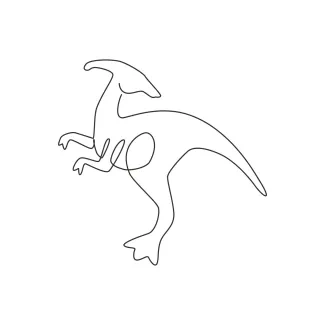 One Line Parasaurolophus Drawing for Practicing Movement