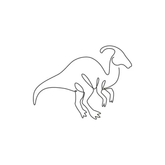 Agile Parasaurolophus One Line Parasaurolophus Drawing for Studying Dinosaur Movement