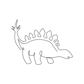 Calm thorny Stegosaurus One Line Stegosaurus Drawing for Practicing Tranquil Poses