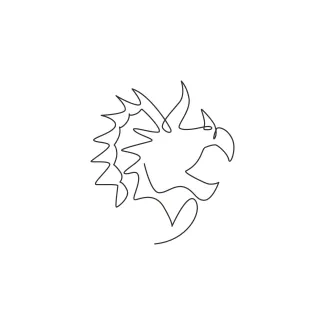 Cute head Triceratops One Line Triceratops Head Drawing for Practicing Friendly Features
