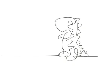 Dinosaur One-Line Dinosaur Drawing: Easy Prehistoric Sketching for Beginners