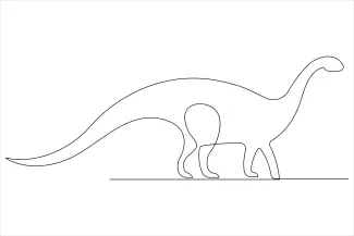 Dinosaur Brachiosaurus One Line Brachiosaurus Drawing: Learn to Sketch Big Dinosaur Shapes Easily
