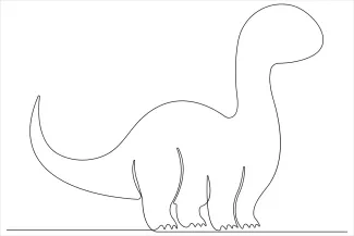 Dinosaur Brachiosaurus One Line Brachiosaurus Drawing for Beginners: Simple Dinosaur Sketch Practice