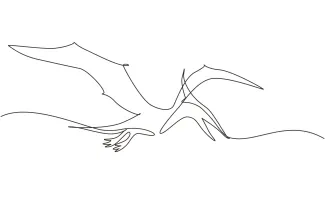 Flying Pterodactyl dinosaur One Line Pterodactyl Drawing: Practice Flying Dinosaur Shapes with Easy Line Art
