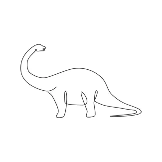 One Line Brontosaurus Drawing for Exploring Massive Dinosaur Forms