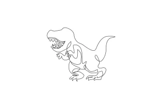 Roaring Tyrannosaurus Rex dinosaur Roaring T. Rex One Line Drawing for Dramatic Dinosaur Practice