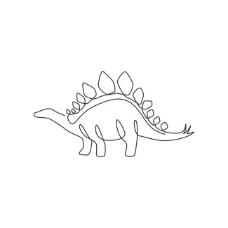 Thorny tail Stegosaurus One Line Stegosaurus Drawing for Studying Defensive Features