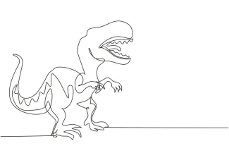 Tyrannosaurus Rex One Line T. Rex Drawing: Learn Bold Dinosaur Forms with Easy Line Art