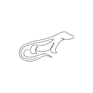Dangerous komodo dragon One Line Komodo Dragon Drawing for Practicing Large Reptile Shapes