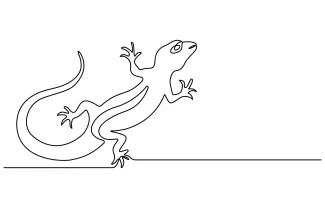 Lizard Easy One Line Lizard Sketch: A Fun Reptile Art for Beginners