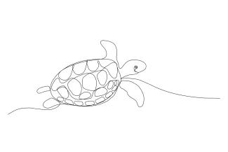 Sea turtle Sea Turtle One Line Drawing: Simple Marine Art for Beginners