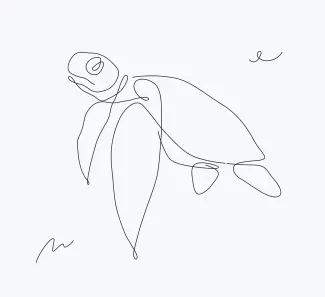 Sea turtle Easy Sea Turtle Drawing in One Line: Marine Animal Sketch for All Ages