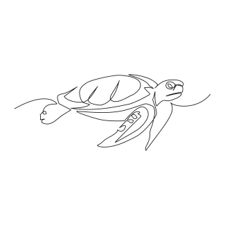 Sea turtle One Line Ocean Turtle Drawing: Practice Marine Animal Shapes with Simple Art