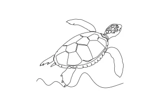 Wild sea turtle One Line Wild Sea Turtle Drawing: Build Ocean Animal Skills with Simple Art